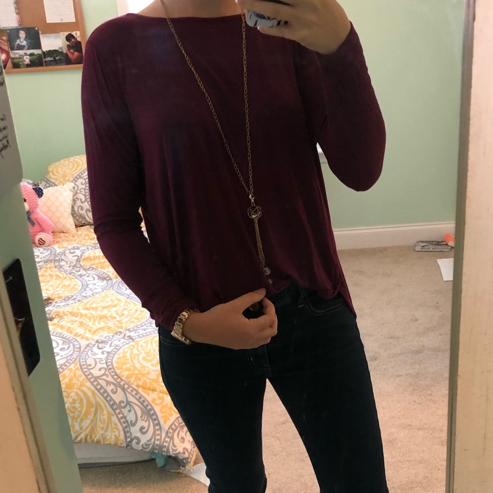 LOFT maroon long sleeve soft top